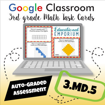 Preview of ⭐ SELF-GRADING ⭐ 3.MD.5 Task Cards ⭐ Area and Unit Squares