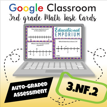 Preview of ⭐ SELF-GRADING ⭐ 3.NF.2 Task Cards ⭐ Fractions on Number Lines