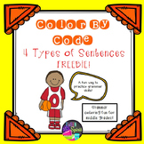 4 Types of Sentences Grammar Practice - Color By Code!