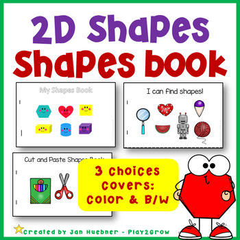 Preview of 2D and 3D Shapes Books Preschool Kindergarten Three Books Cut and Paste