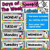 ✪ SNOOPY Themed Labels - Days of the Week ✪