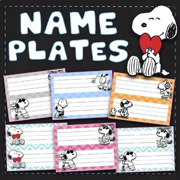 Preview of ✪ SNOOPY Themed Name tags for desks, materials, etc. ✪