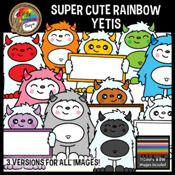 Preview of Winter Clipart | Rainbow Yetis / Snow Monsters