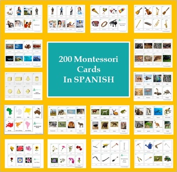 Preview of *SPANISH* 200 Montessori Cards Bundle