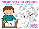 Alphabet Print and Find Workheets