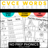 NO PREP Long Vowels Worksheets CVCe Word Work BUNDLE: Sile