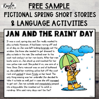 Preview of FREE Spring Fictional Short Stories and Language Activities