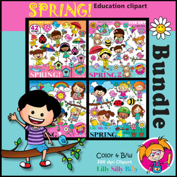 Preview of ♡ SPRING MEGABUNDLE Clipart. Sets 1,2, 3 + 4! ♡ Lilly Silly Billy