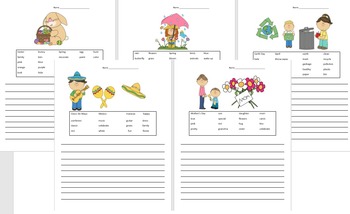 Preview of *SPRING* Writing Sentences with word bank- Creative Writing {EDITABLE}- Seasons
