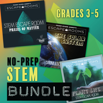 Preview of BUNDLE No-Prep STEM Escape Rooms - 3rd 4th 5th grade Science ⭐ Distance Learning