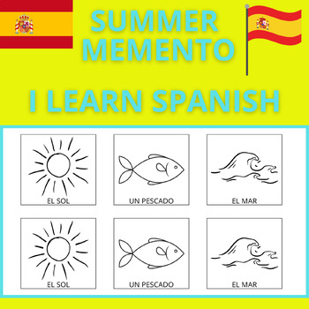Preview of ✨SUMMER MEMENTO - I LEARN SPANISH - GAME FOR KIDS - MEMORY - REFLECTION #1✨