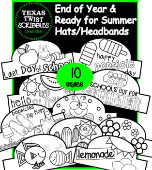 Preview of SUMMER or END of YEAR HATS/HEADBANDS {Texas Twist Scribbles}