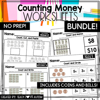 Preview of Counting Money Worksheet Bundle | U.S. Coins and Bills | Money Activities