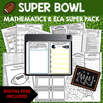 Preview of ★SUPER BOWL CCSS Math and ELA | Touchdown Learning |  Print & Digital | Score!★