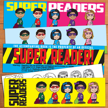 Preview of SUPER READERS (Edition 1) Character Bookmark Set: 2 Sizes: 6"X2" and 7"X2"
