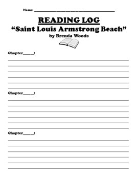 “Saint Louis Armstrong Beach” by Brenda Woods READING LOG WORKSHEET