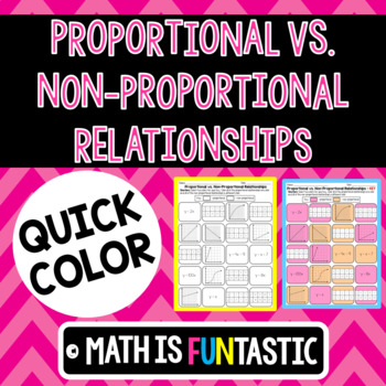 Preview of Proportional vs. Non-Proportional Relationships Quick Color