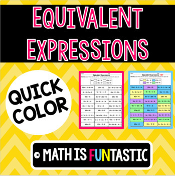 Preview of Equivalent Expressions -Distributive Property & Combining Like Terms Coloring