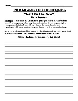 “Salt to the Sea” SEQUEL PROLOGUE WORKSHEET by BAC Education | TPT