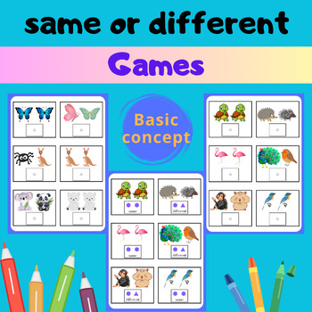 Preview of "Same or Different: Fundamental Concepts. Printable Cards for Children.