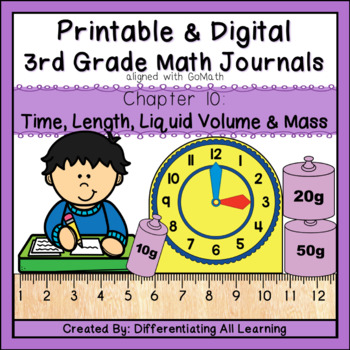 Preview of *Sample* Math Journal Prompts for 3rd Grade: GoMath Chapter 10 (Measurement)