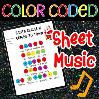 Preview of 'Santa Clause is coming to Town' - Simple sheet music for handbells/boomwhackers
