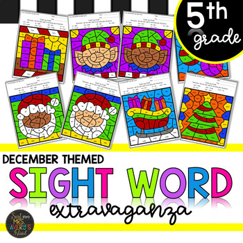 Preview of Color by Sight Word | Christmas | Fifth Grade Fry Sight Words