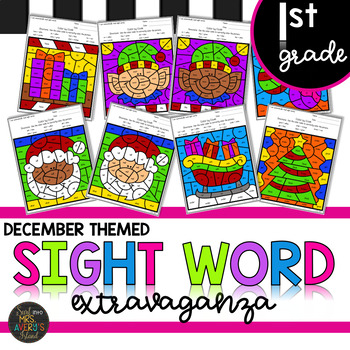 Preview of Color by Sight Word | Christmas | First Grade Sight Words