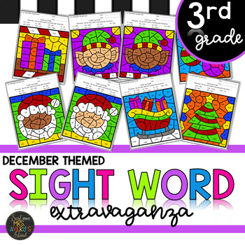 Preview of Color by Sight Word | Christmas | Third Grade Sight Words