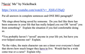 Preview of Your Remaining Time - "Savin Me" - Nickleback song journal writing prompt