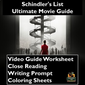 Preview of Schindler's List Video Guide: Worksheets, Close Reading, Coloring, & More!