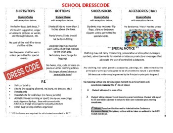 Preview of  School Dress Code (Editable & Fillable resource)