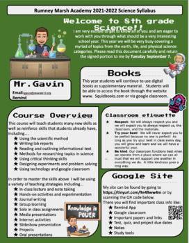 Preview of  Science Teacher Syllabus template