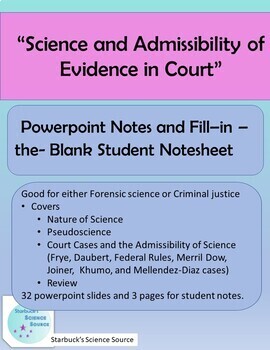 Preview of “Science and Admissibility of  Evidence in Court”- Powerpoint and student notes