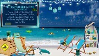 Preview of  Sea Turtles/Summer w/ activities Virtual Classroom Template Distance Learning! 