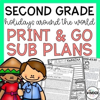 Preview of Second Grade Holidays Around the World Emergency Sub Plans | Lesson Plans 2nd