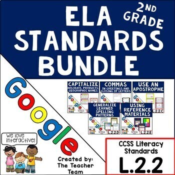 Preview of Second Grade Worksheet Bundle, Language Standards L.2.2 | Google Slides