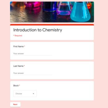 Preview of Self Grading Introduction to Chemistry Google Forms Quizzes with ANSWERS INCLU