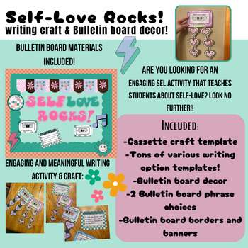 Preview of "Self Love Rocks!" SEL Elementary Writing activity and classroom decor kit