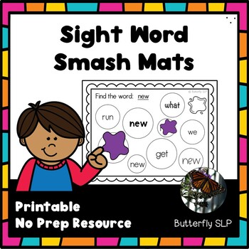 Preview of Dolch Sight Word Yearlong Homework Smash Mats Pre-primer to 3rd grade