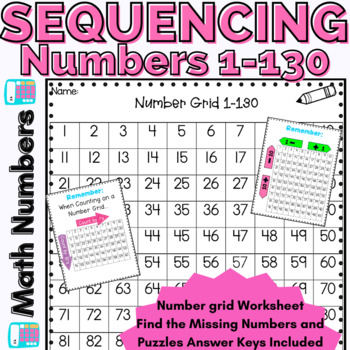 Preview of Number Grid Sequencing Activities 1 to 120  Worksheets & Number Grid Puzzles