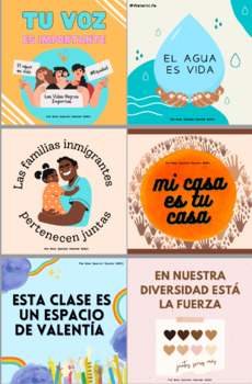 Preview of (Set 2 ) Social Justice/SEL posters  para la clase de Español