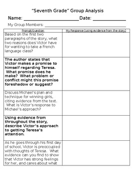 Preview of "Seventh Grade" Analysis Packet