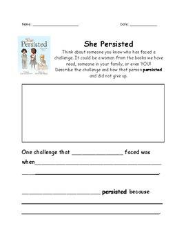 Preview of "She Persisted" Writing Activity