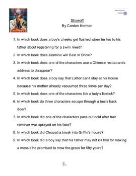 Preview of "Showoff"  By Gordon Korman, Battle of the Books Questions