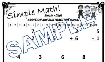 Preview of "Simple Math" - Single Digit Addition & Subtraction Worksheet (2 pages)