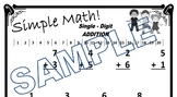 "Simple Math" - Single Digit Addition worksheet (2 Pages)