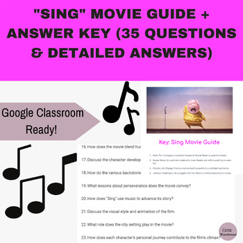 Preview of "Sing" Movie Guide + Answer Key (35 Questions & Detailed Answers)