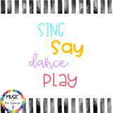 "Sing, Say, Dance, Play" poster and bulletin board letters 2