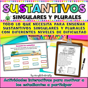 Preview of Singular and Plural Nouns Spanish Sustantivos singulares y plurales espanol